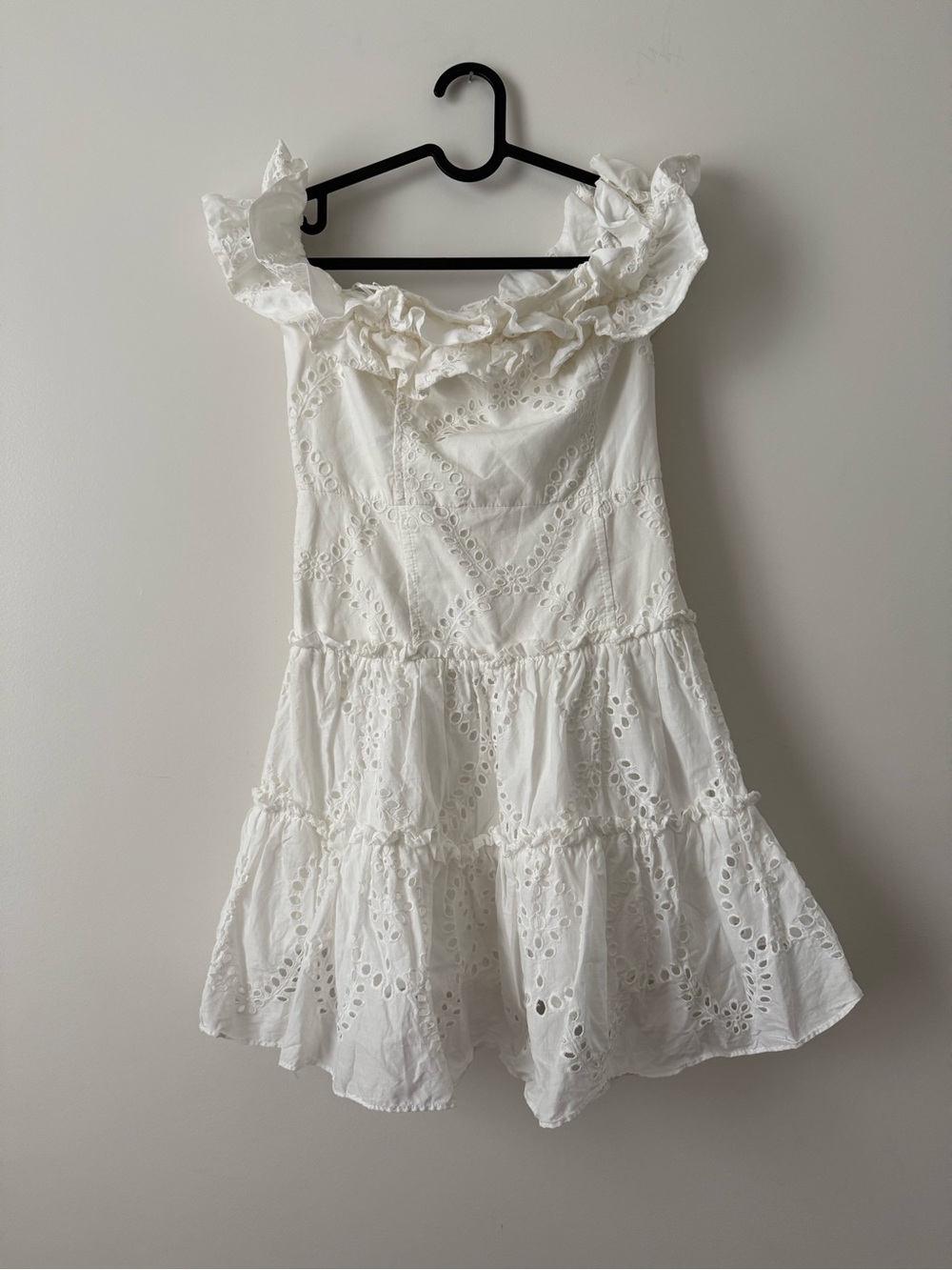 Zara White Eyelet Ruffle Summer Dress